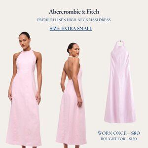 ABERCROMBIE Premium Linen High-Neck Maxi Dress